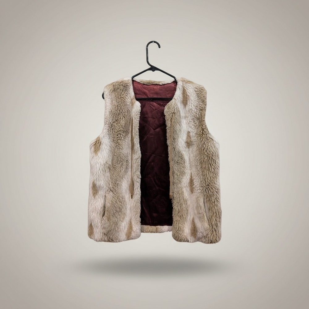 Vintage Faux Fur Vest ILGWU Union Label Boho Shaggy Festival Western